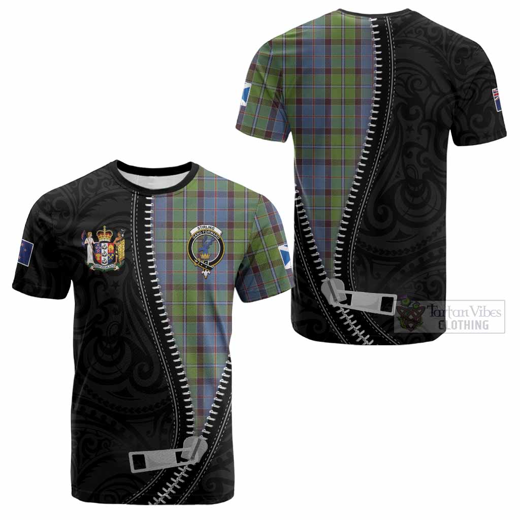 Stirling Tartan Cotton T-shirt New Zealand Pattern Unique Zipper Stylized