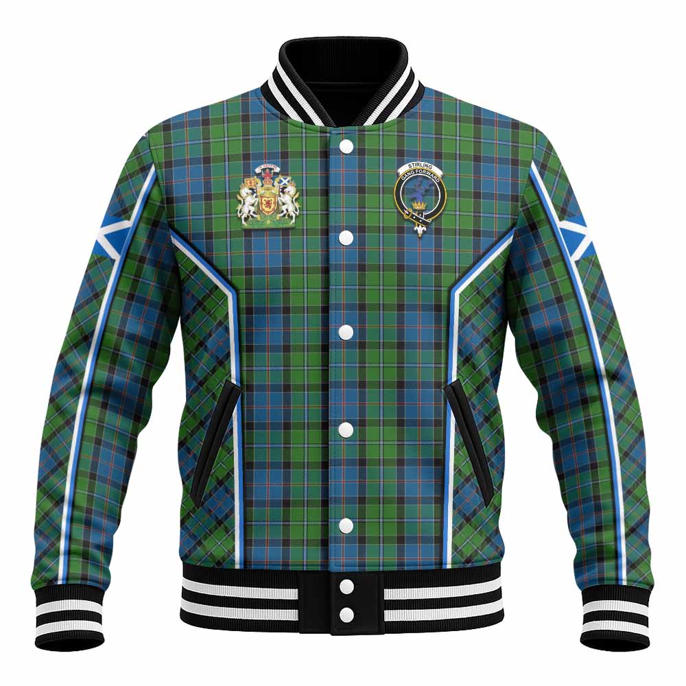 Stirling Tartan Crest Baseball Jacket Scotland Coat of Arm Flag Style - Tartan Vibes Clothing