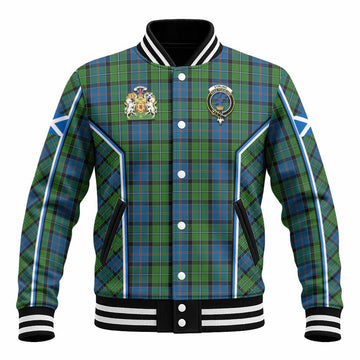 Stirling Tartan Crest Baseball Jacket Scotland Coat of Arm Flag Style - Tartan Vibes Clothing