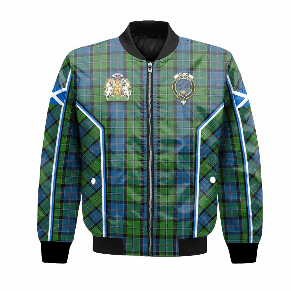Stirling Tartan Crest Bomber Jacket Scotland Coat of Arm Flag Style - Tartan Vibes Clothing