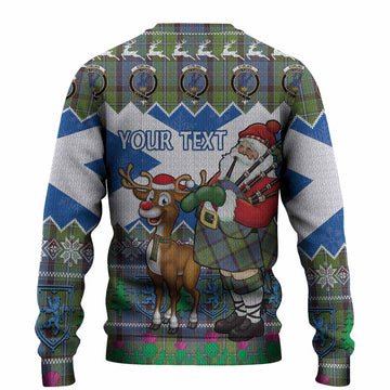 Stirling Tartan Crest Christmas Christmas Ugly Sweater Scotland Santa With Bagpipes Cute Reindeer