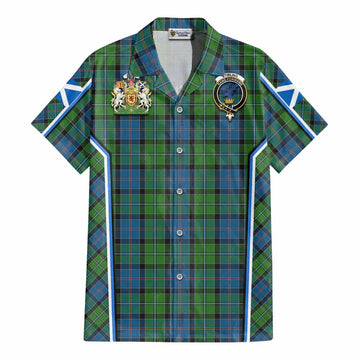 Stirling Tartan Crest Cotton Hawaiian Shirt Scotland Coat of Arm Flag Style - Tartan Vibes Clothing