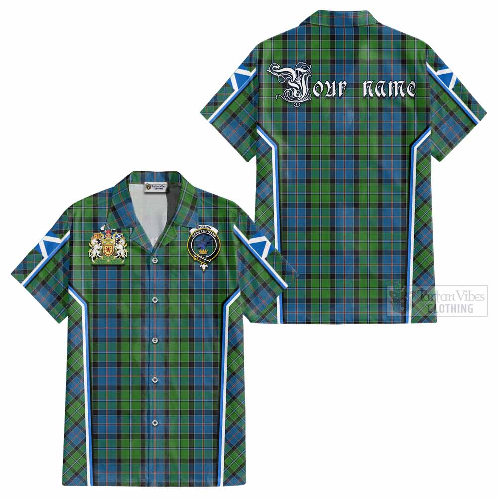 Stirling Tartan Crest Cotton Hawaiian Shirt Scotland Coat of Arm Flag Style - Tartan Vibes Clothing