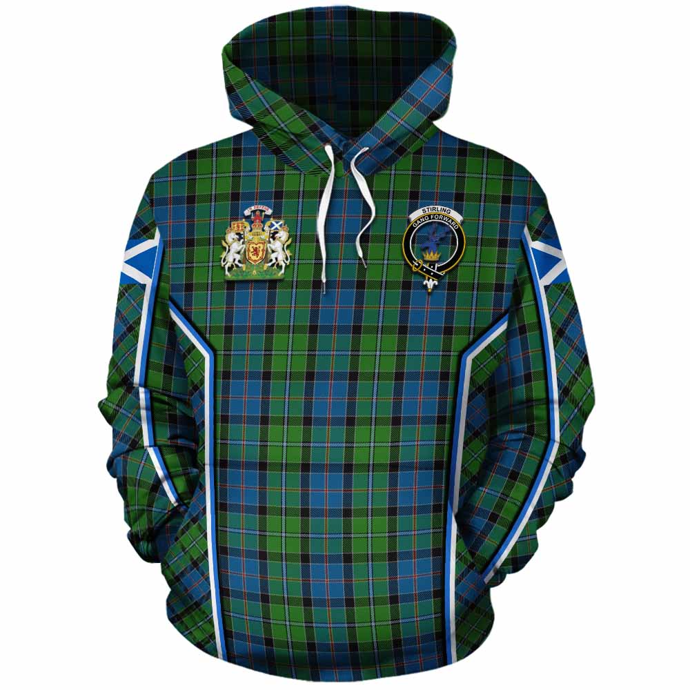 Stirling Tartan Crest Cotton Hoodie Scotland Coat of Arm Flag Style - Tartan Vibes Clothing