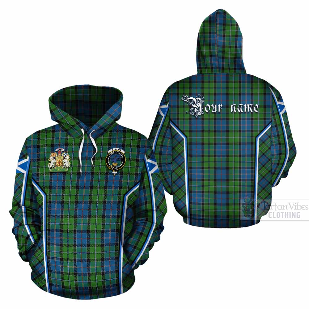 Stirling Tartan Crest Cotton Hoodie Scotland Coat of Arm Flag Style - Tartan Vibes Clothing