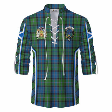 Stirling Tartan Crest Ghillie Kilt Shirt Scotland Coat of Arm Flag Style - Tartan Vibes Clothing