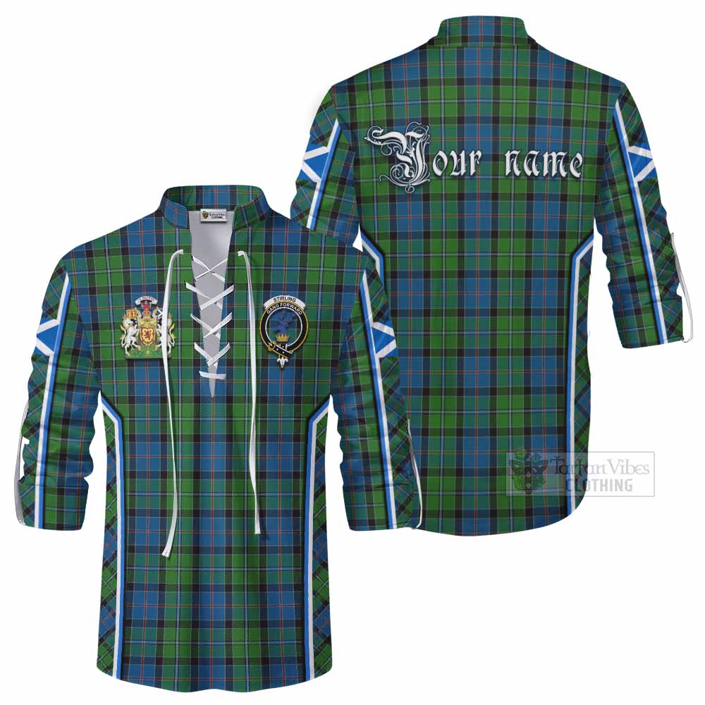 Stirling Tartan Crest Ghillie Kilt Shirt Scotland Coat of Arm Flag Style - Tartan Vibes Clothing