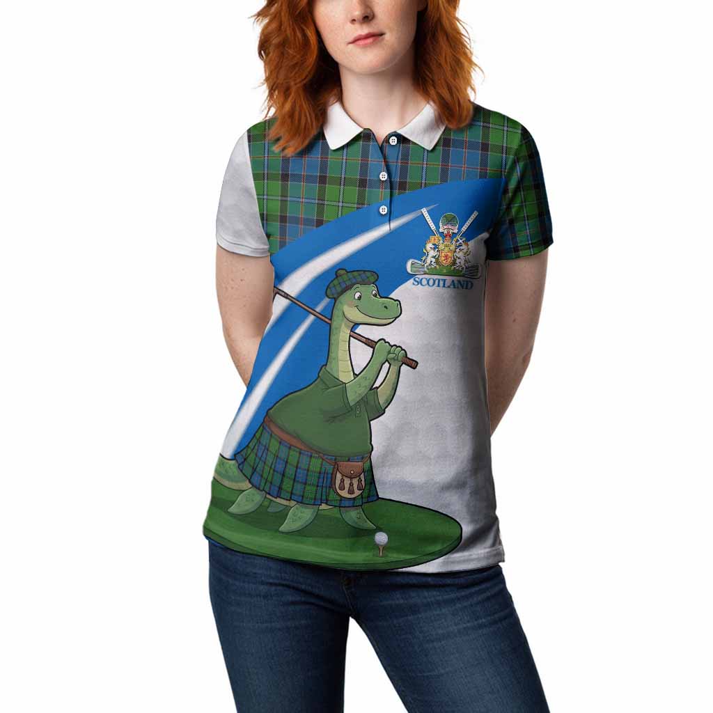 Stirling Tartan Crest Golf Nessie Women Polo Shirt Loch Ness Monster Sporty Style