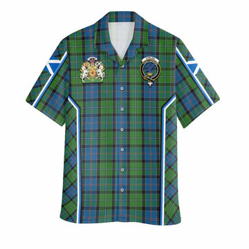 Stirling Tartan Crest Hawaiian Shirt Scotland Coat of Arm Flag Style - Tartan Vibes Clothing