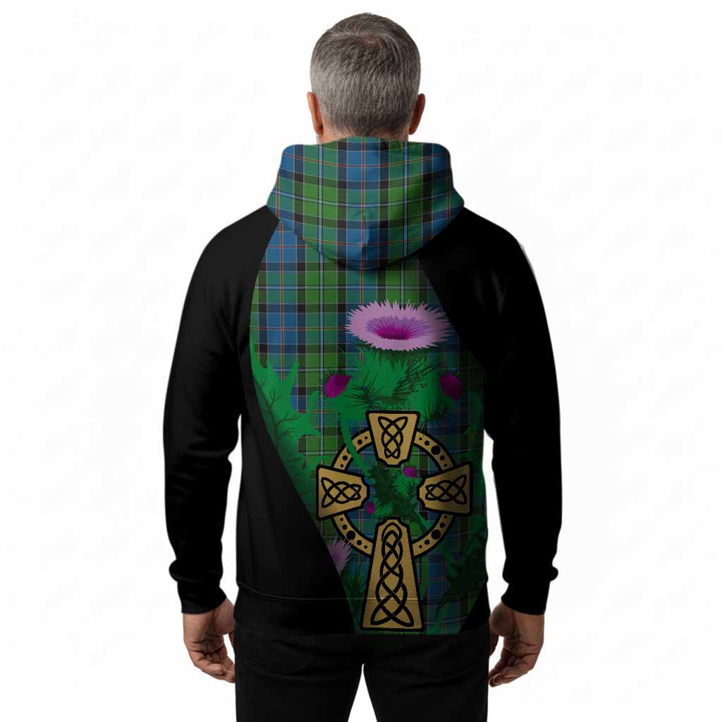 Stirling Tartan Crest Hoodie Celtic Cross Thistle Flowers