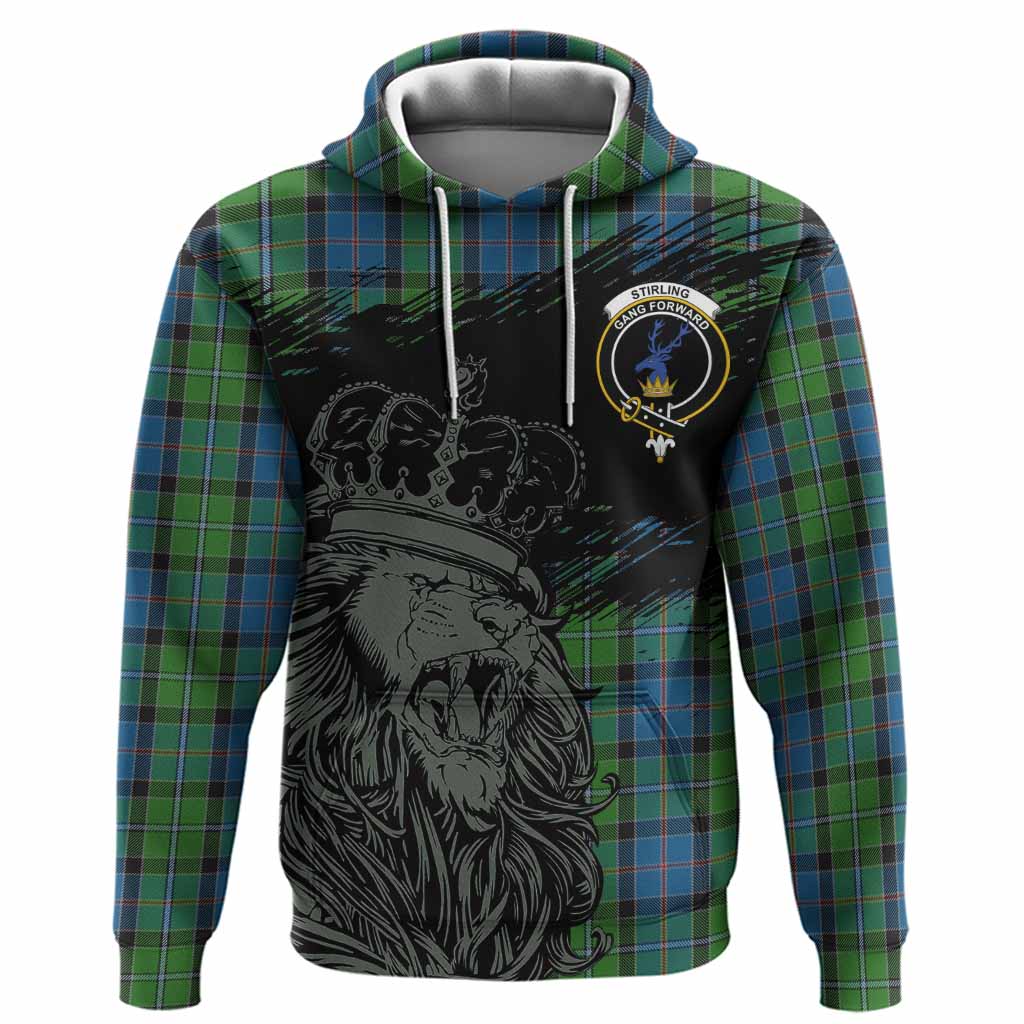 Stirling Tartan Crest Hoodie Crowned Lion Heritage Style