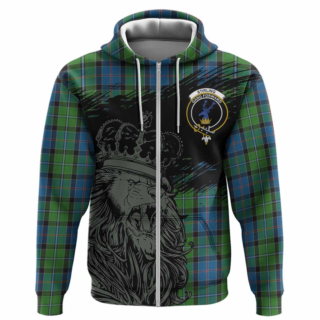 Stirling Tartan Crest Hoodie Crowned Lion Heritage Style