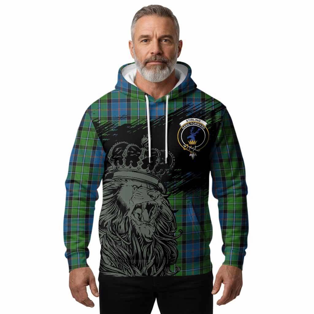 Stirling Tartan Crest Hoodie Crowned Lion Heritage Style
