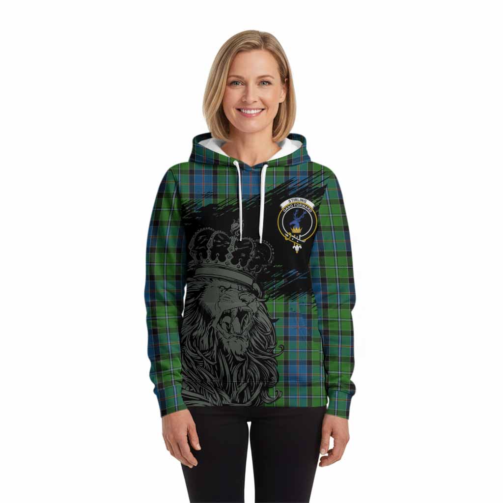 Stirling Tartan Crest Hoodie Crowned Lion Heritage Style