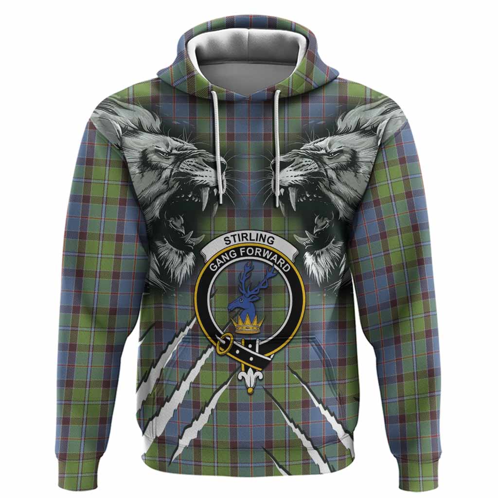 Stirling Tartan Crest Hoodie Ferocious Lion Style