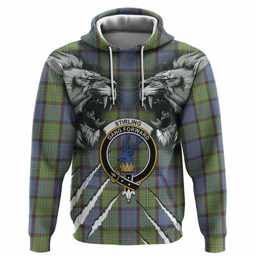 Stirling Tartan Crest Hoodie Ferocious Lion Style