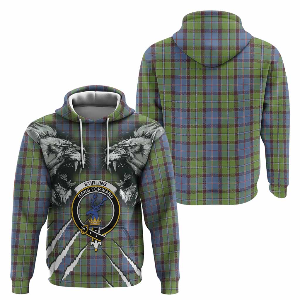 Stirling Tartan Crest Hoodie Ferocious Lion Style