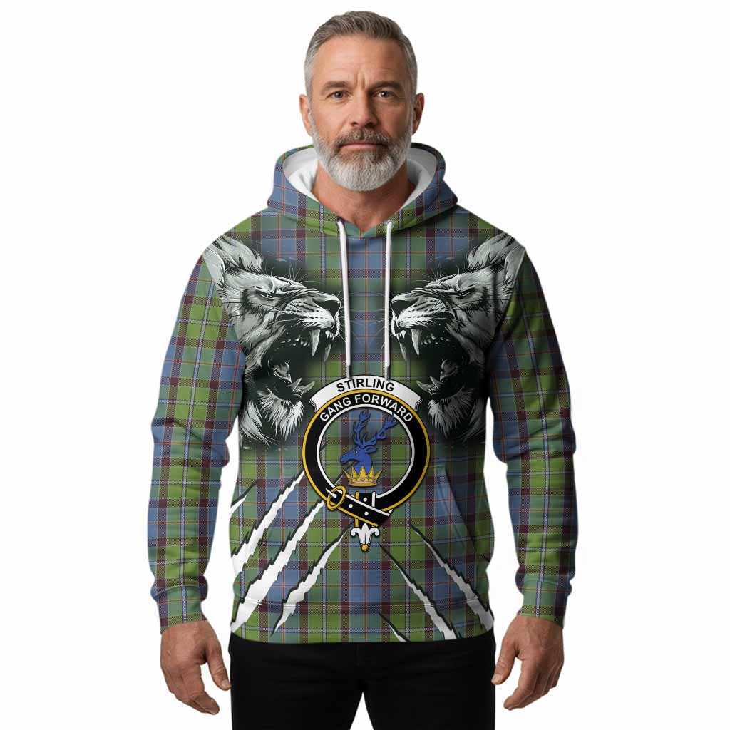 Stirling Tartan Crest Hoodie Ferocious Lion Style