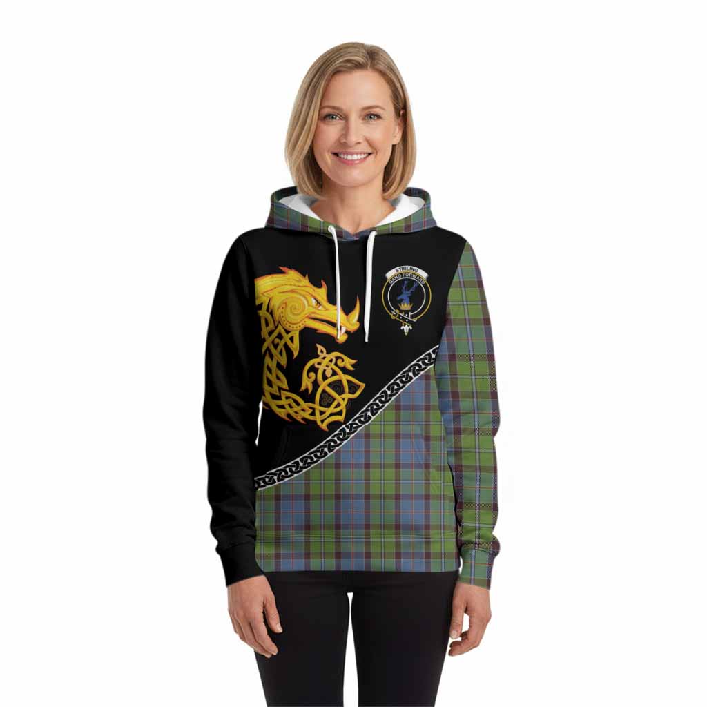 Stirling Tartan Crest Hoodie Legendary Dragon Knot Half Style