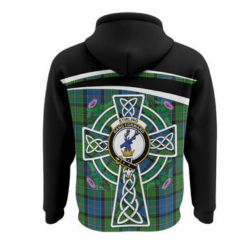 Stirling Tartan Crest Hoodie Scottish Thistle Celtic Cross Alba Gu Brath