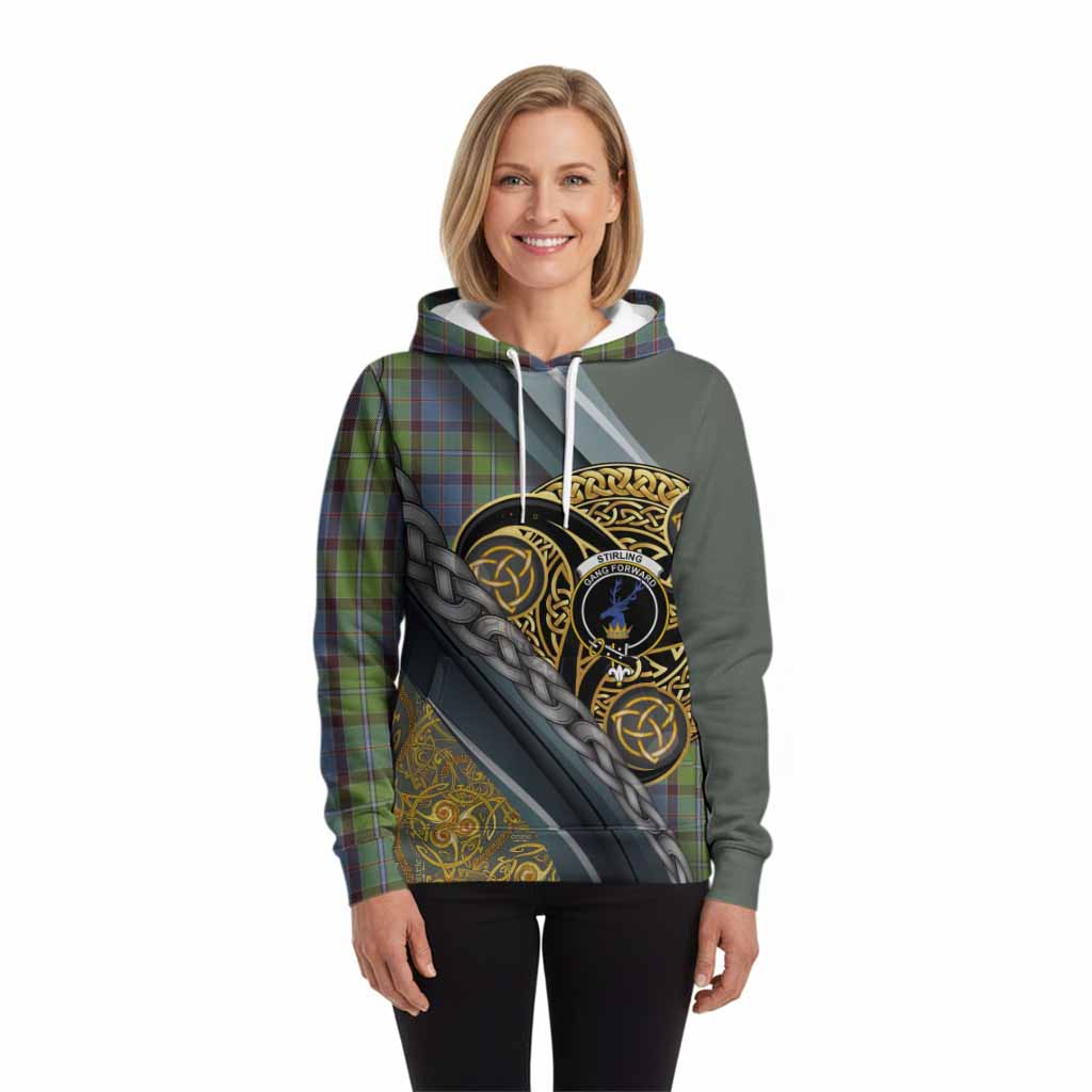 Stirling Tartan Crest Hoodie Scottish Triskele Celtic