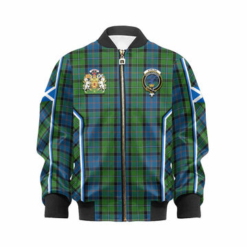 Stirling Tartan Crest Kid Bomber Jacket Scotland Coat of Arm Flag Style - Tartan Vibes Clothing