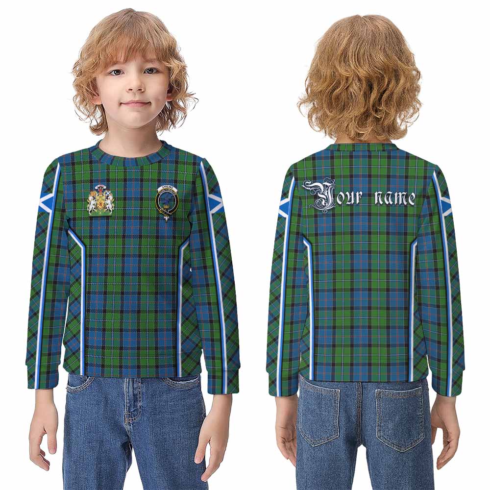 Stirling Tartan Crest Kid Knitted Sweatshirt Scotland Coat of Arm Flag Style - Tartan Vibes Clothing