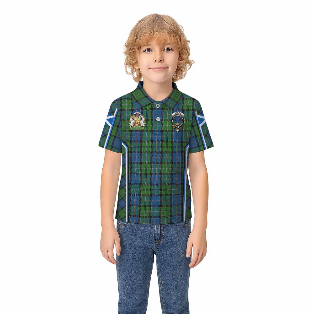 Stirling Tartan Crest Kid Polo Shirt Scotland Coat of Arm Flag Style - Tartan Vibes Clothing