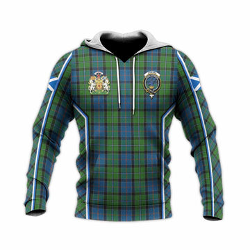 Stirling Tartan Crest Knitted Hoodie Scotland Coat of Arm Flag Style - Tartan Vibes Clothing