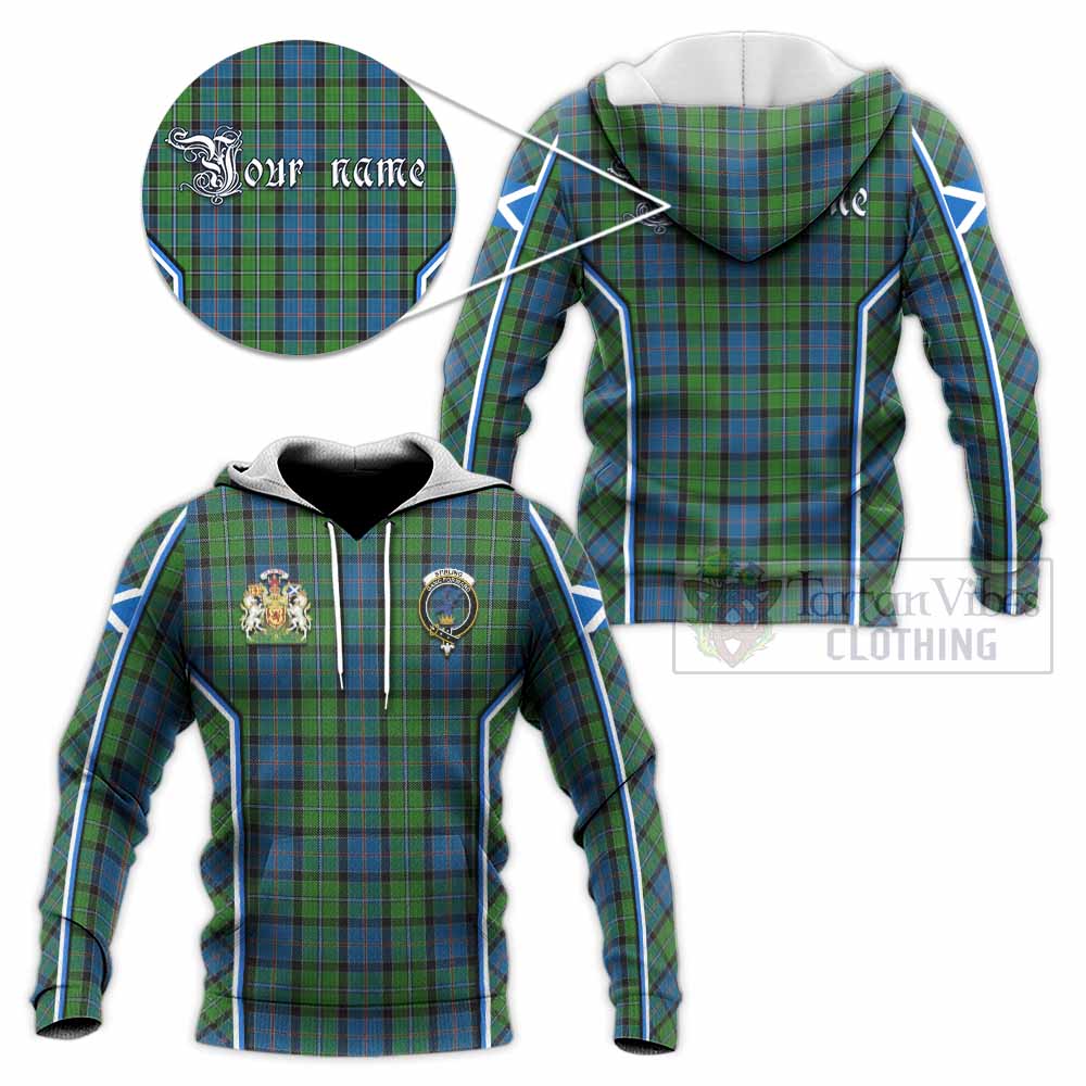 Stirling Tartan Crest Knitted Hoodie Scotland Coat of Arm Flag Style - Tartan Vibes Clothing