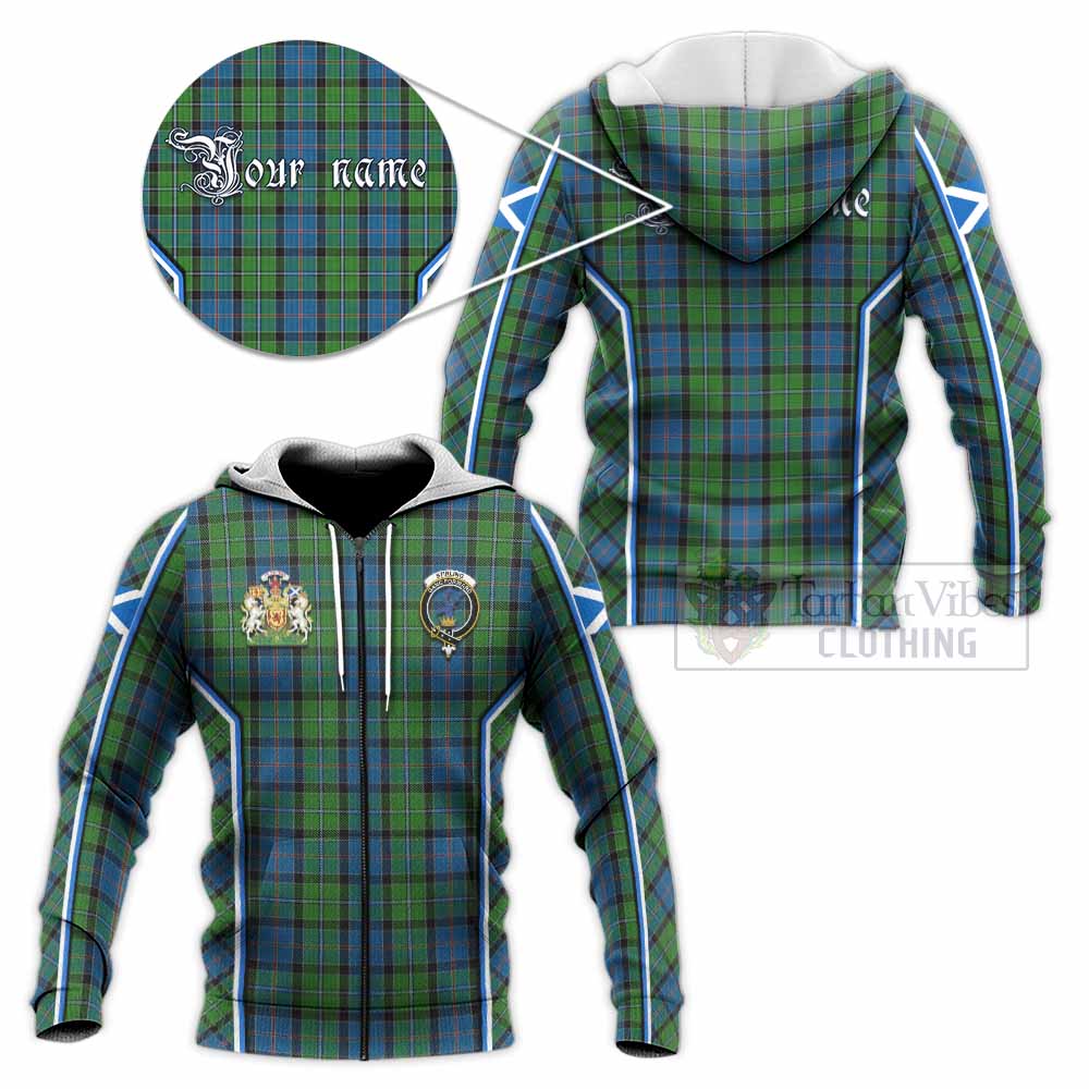 Stirling Tartan Crest Knitted Hoodie Scotland Coat of Arm Flag Style - Tartan Vibes Clothing