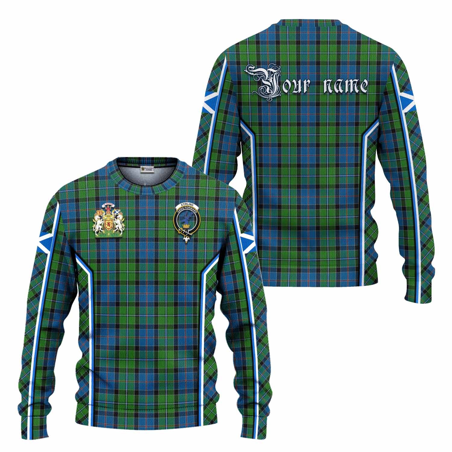 Stirling Tartan Crest Knitted Sweater Scotland Coat of Arm Flag Style - Tartan Vibes Clothing