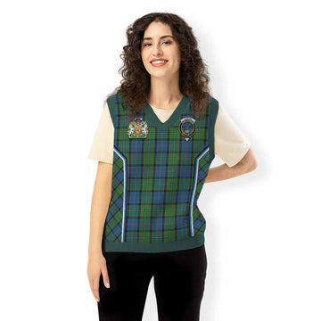 Stirling Tartan Crest Knitted V-Neck Vest Scotland Coat of Arm Flag Style - Tartan Vibes Clothing
