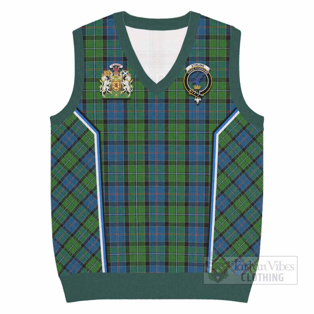 Stirling Tartan Crest Knitted V-Neck Vest Scotland Coat of Arm Flag Style - Tartan Vibes Clothing