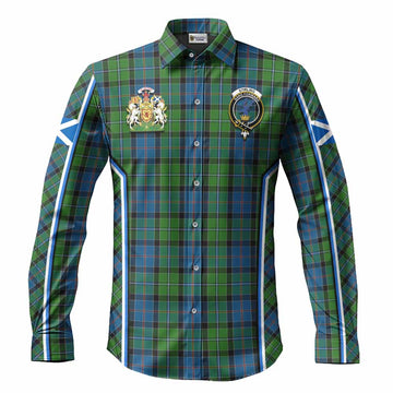Stirling Tartan Crest Long Sleeve Button Shirts Scotland Coat of Arm Flag Style - Tartan Vibes Clothing