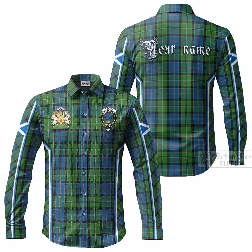 Stirling Tartan Crest Long Sleeve Button Shirts Scotland Coat of Arm Flag Style - Tartan Vibes Clothing