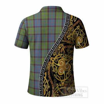 Stirling Tartan Crest Polo Shirt Celtic Knot and Triple Trickle Spiral Symbols