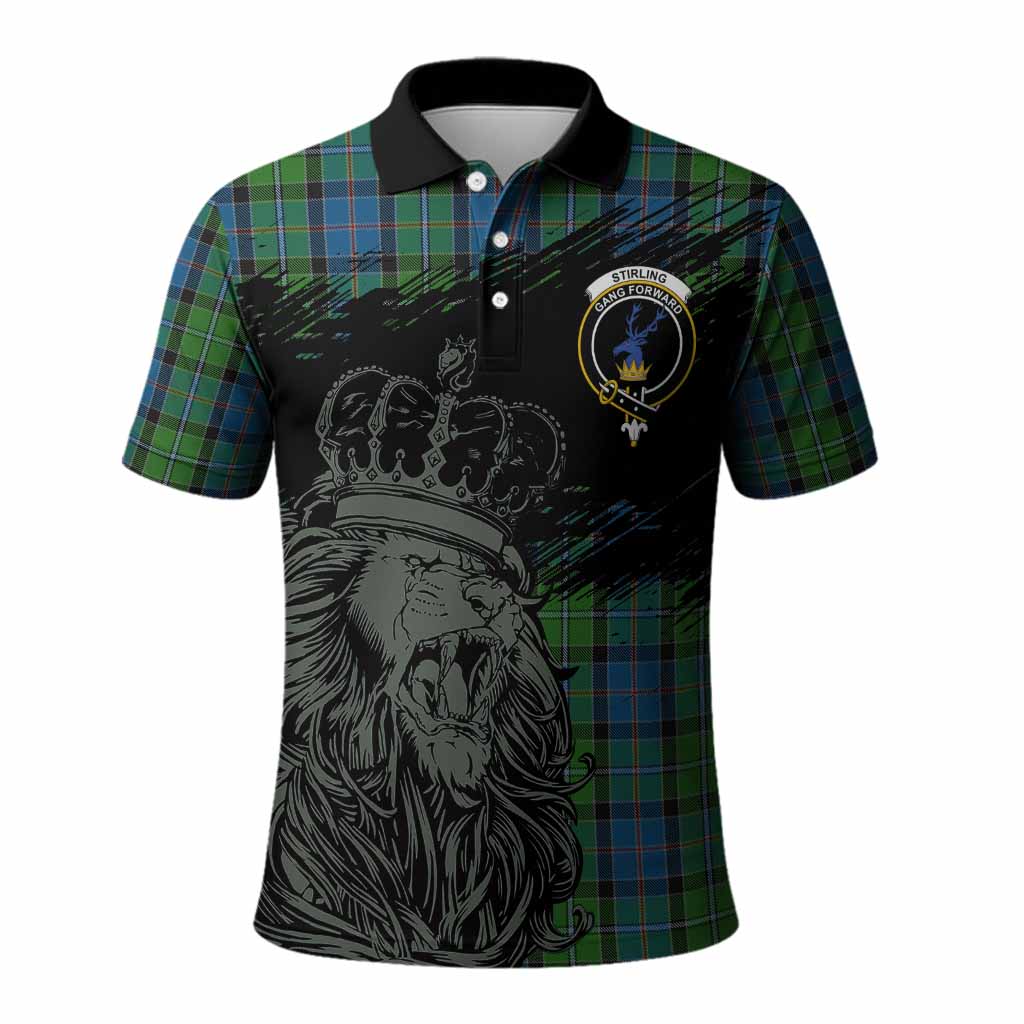 Stirling Tartan Crest Polo Shirt Crowned Lion Heritage Style