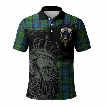 Stirling Tartan Crest Polo Shirt Crowned Lion Heritage Style