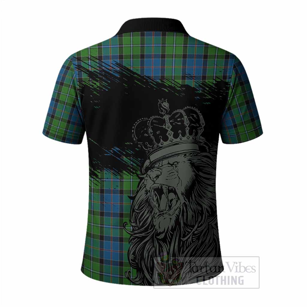 Stirling Tartan Crest Polo Shirt Crowned Lion Heritage Style