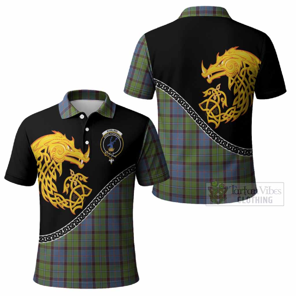 Stirling Tartan Crest Polo Shirt Legendary Dragon Knot Half Style