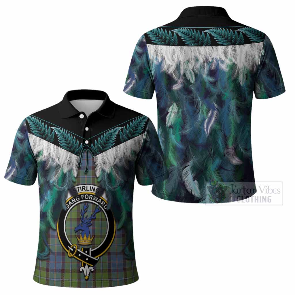 Stirling Tartan Crest Polo Shirt New Zealand Maori Korowai Cloak