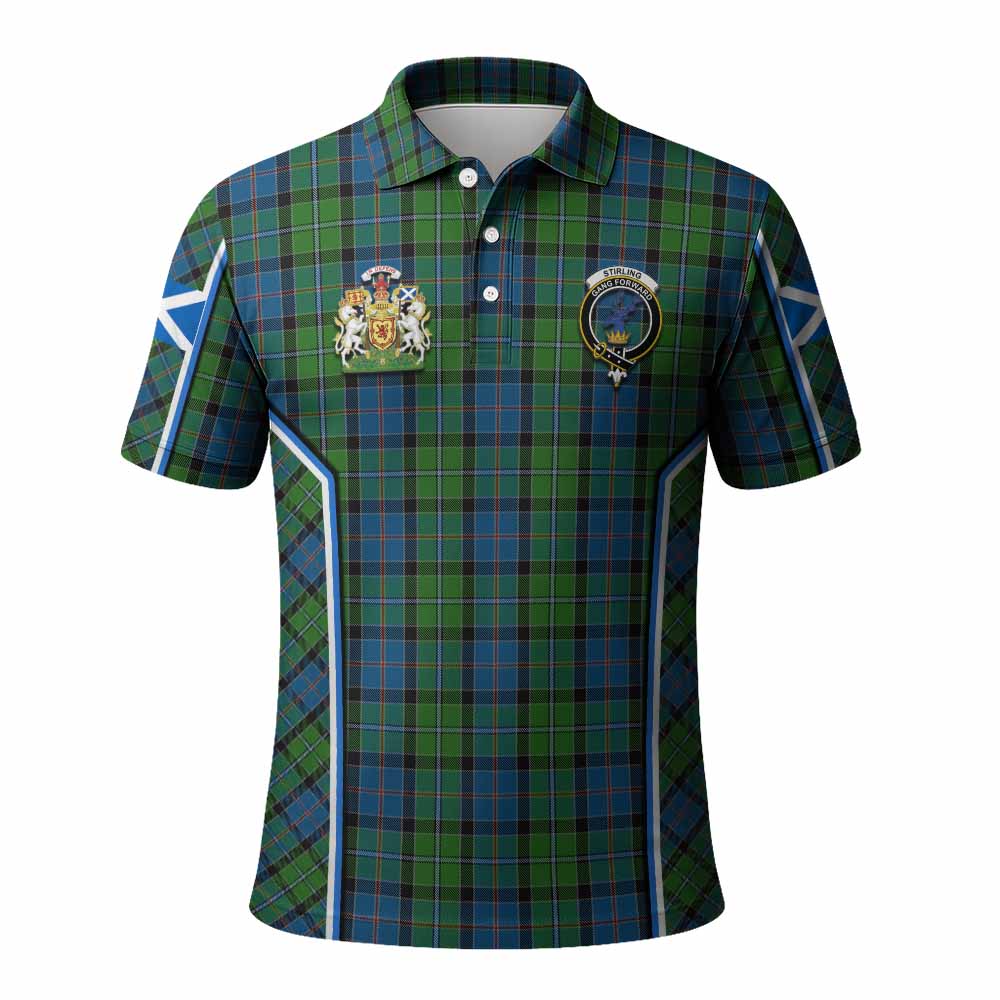 Stirling Tartan Crest Polo Shirt Scotland Coat of Arm Flag Style - Tartan Vibes Clothing