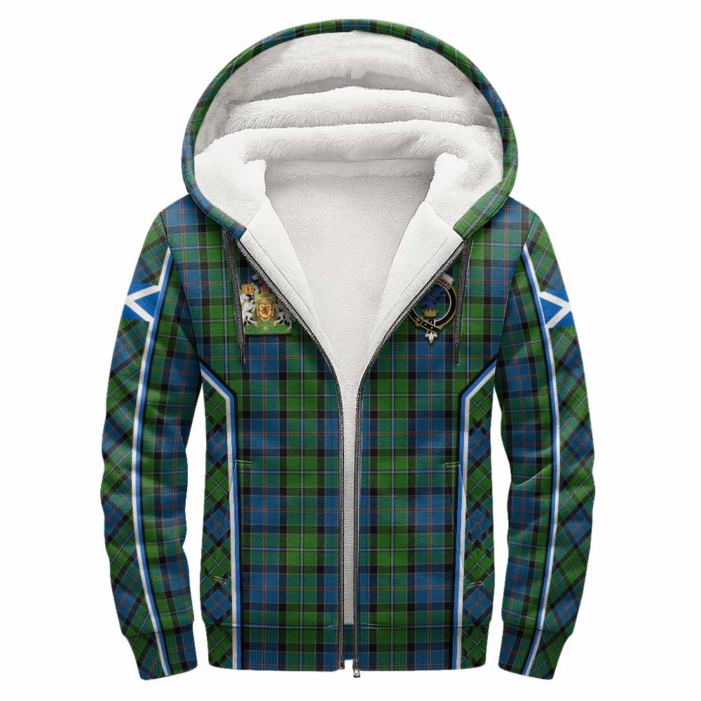Stirling Tartan Crest Sherpa Hoodie Scotland Coat of Arm Flag Style - Tartan Vibes Clothing