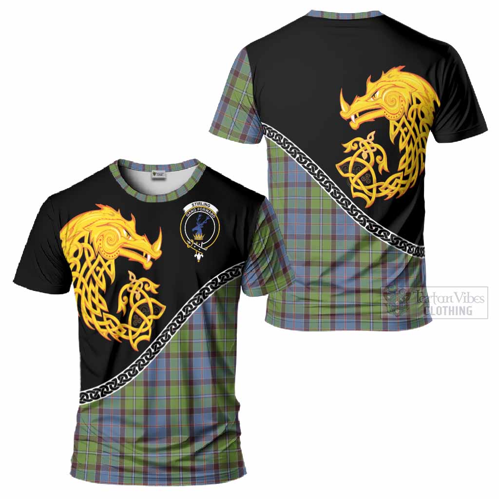 Stirling Tartan Crest T-Shirt Legendary Dragon Knot Half Style