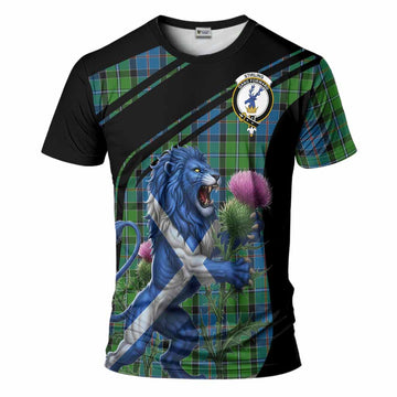 Stirling Tartan Crest T-Shirt Scottish Lion Rampant Thistle