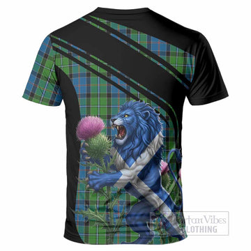 Stirling Tartan Crest T-Shirt Scottish Lion Rampant Thistle