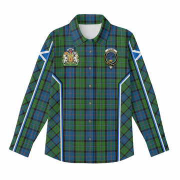 Stirling Tartan Crest Women Casual Shirt Scotland Coat of Arm Flag Style - Tartan Vibes Clothing