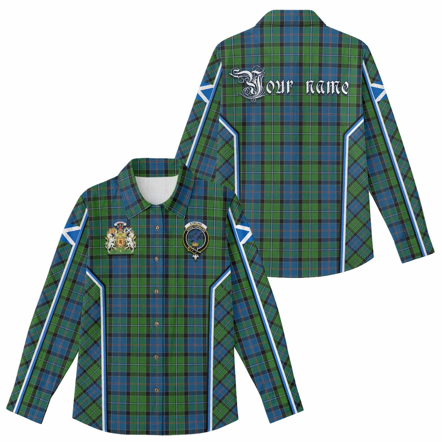 Stirling Tartan Crest Women Casual Shirt Scotland Coat of Arm Flag Style - Tartan Vibes Clothing