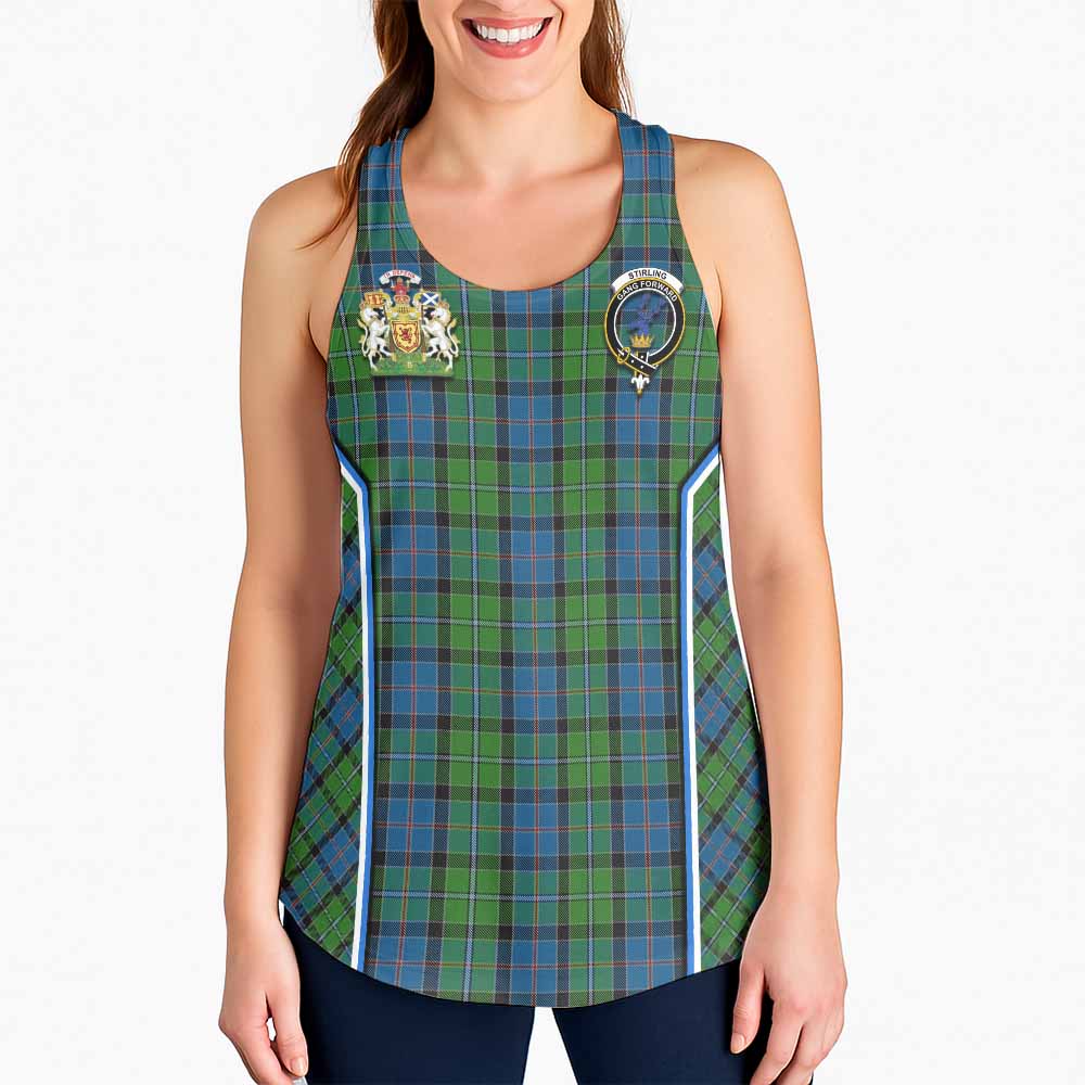 Stirling Tartan Crest Women Racerback Tanks Scotland Coat of Arm Flag Style - Tartan Vibes Clothing